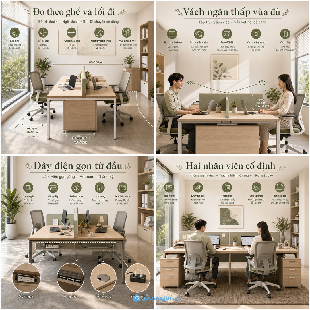 Chọn vách ngăn thấp vừa đủ và dễ vệ sinh