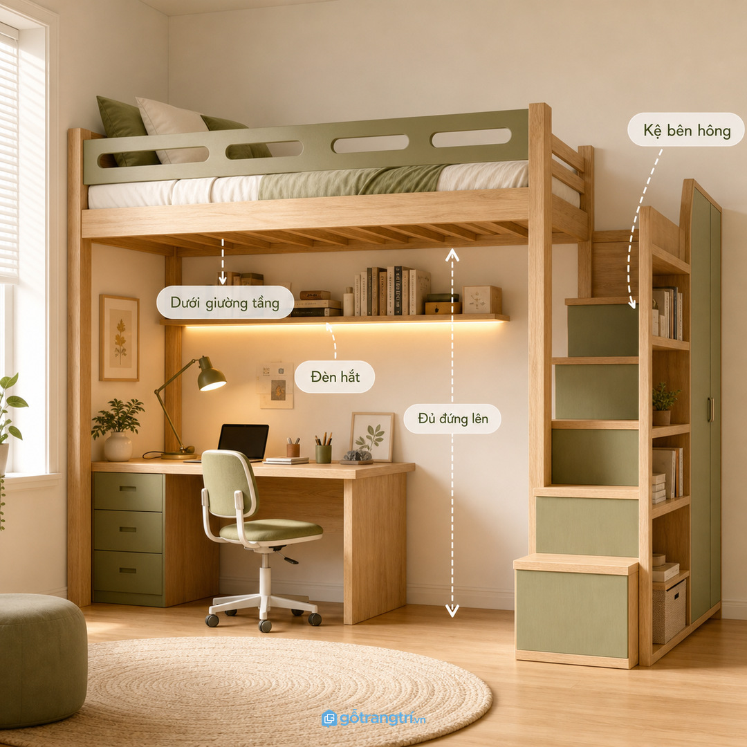 Chia khoang sách vở theo thói quen học thật