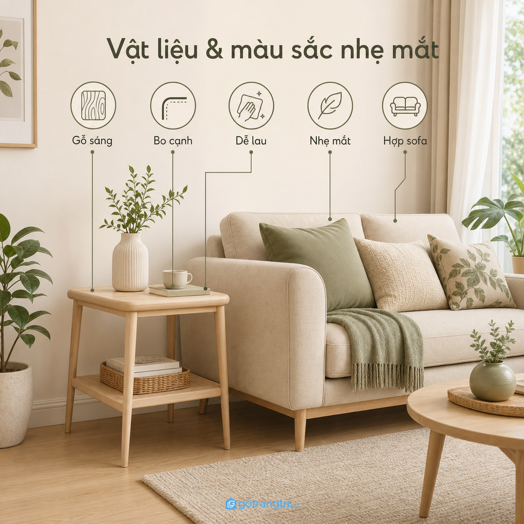 Giấu dây sạc và ổ điện giúp góc sofa sạch mắt hơn