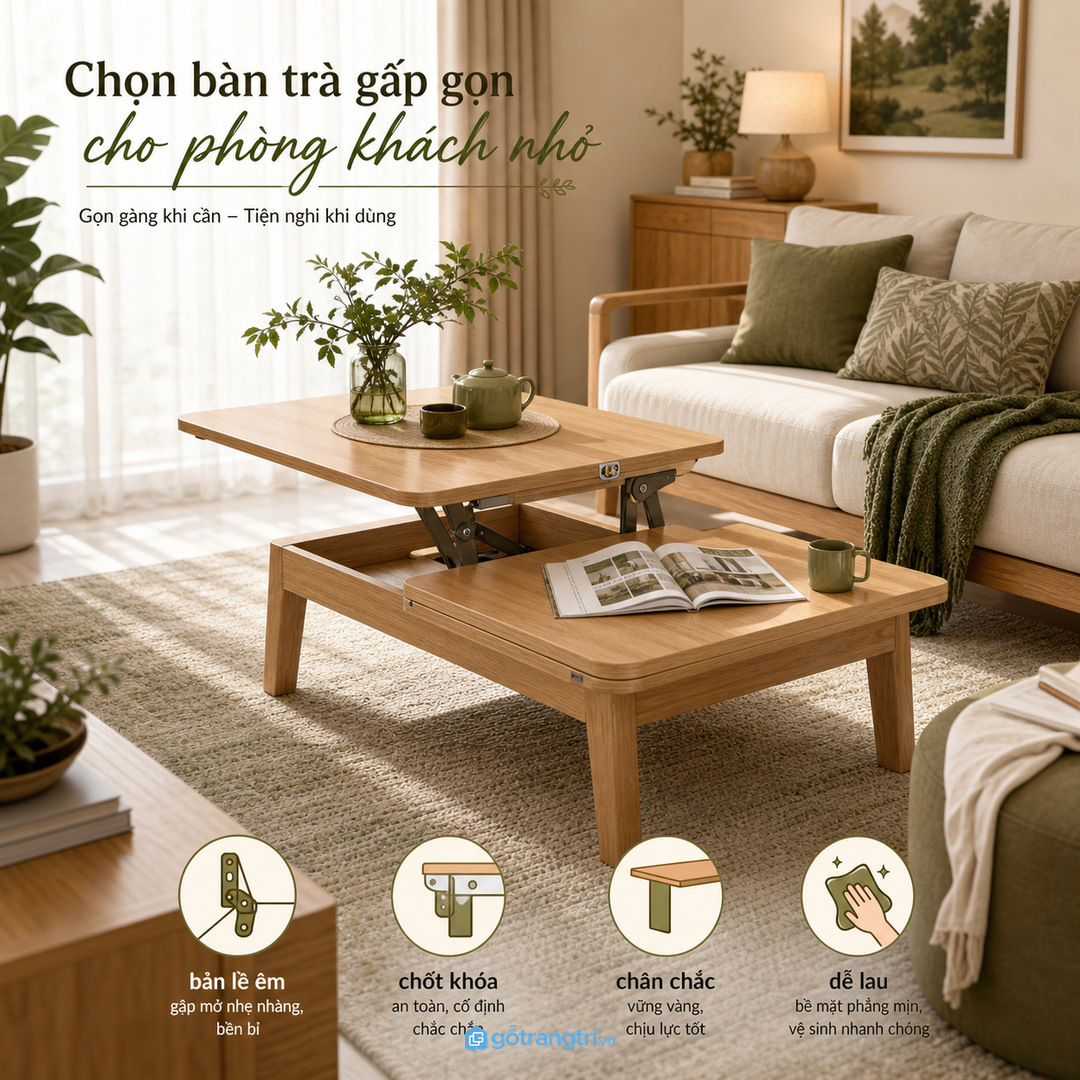 Ưu tiên cơ cấu gấp chắc, khóa an toàn và dễ vệ sinh