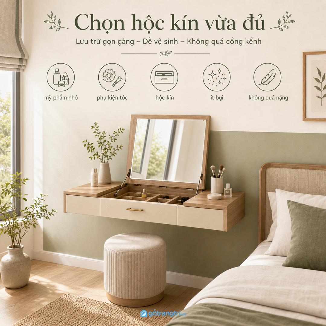 Chọn hộc kín vừa đủ cho mỹ phẩm và phụ kiện