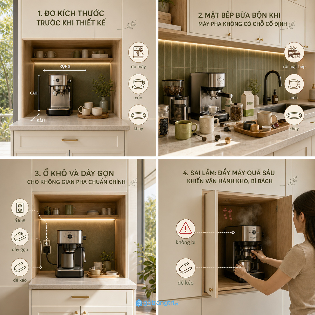 Ray kéo hoặc mặt trượt giúp lấy máy pha ra vệ sinh nhẹ hơn
