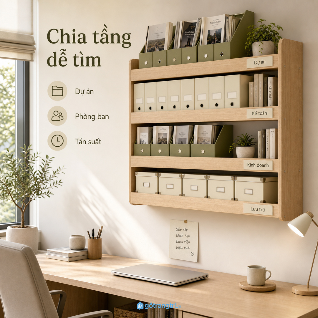 Chia tầng hồ sơ theo dự án, phòng ban và tần suất dùng