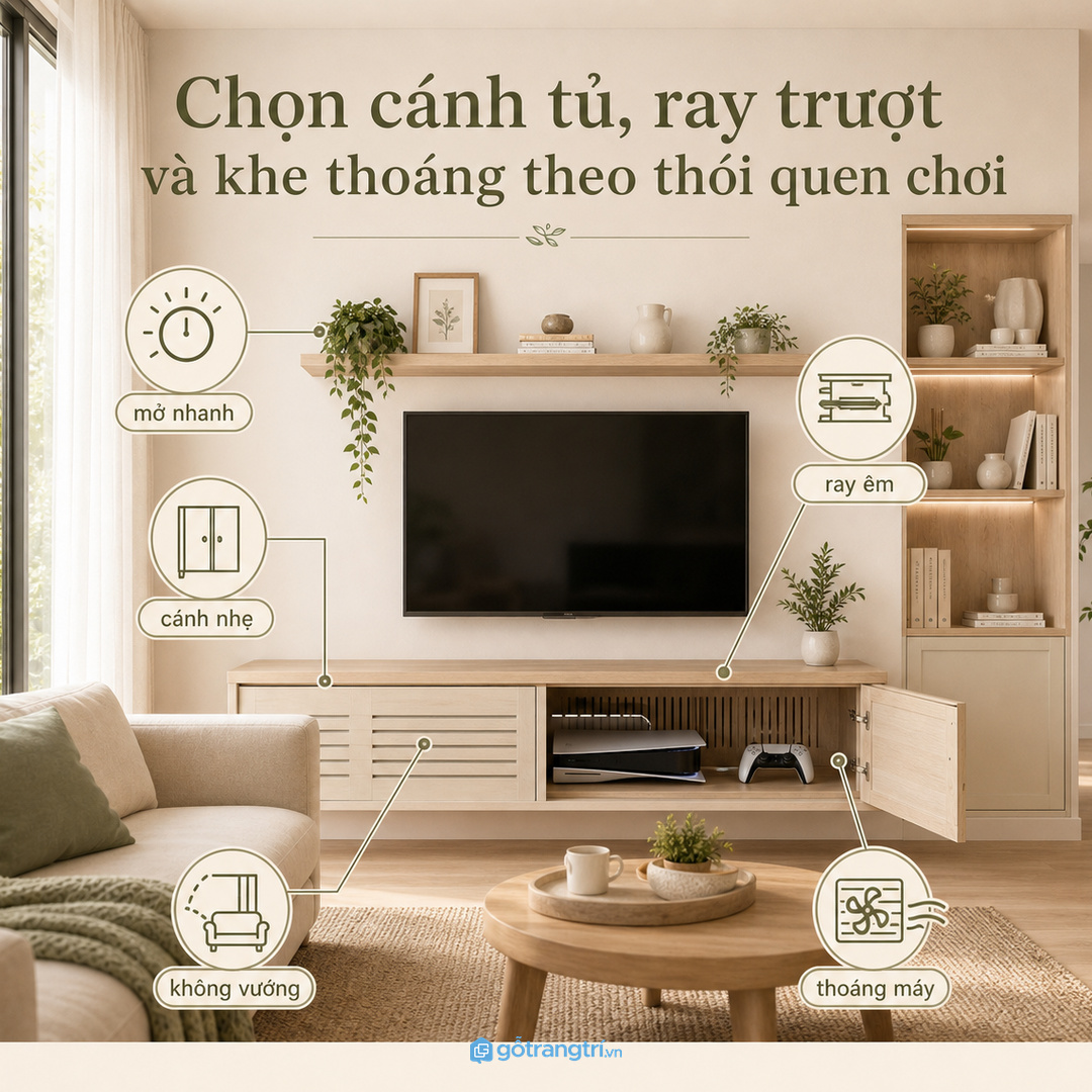 Cánh tủ, ray trượt và khe thoáng quyết định trải nghiệm chơi