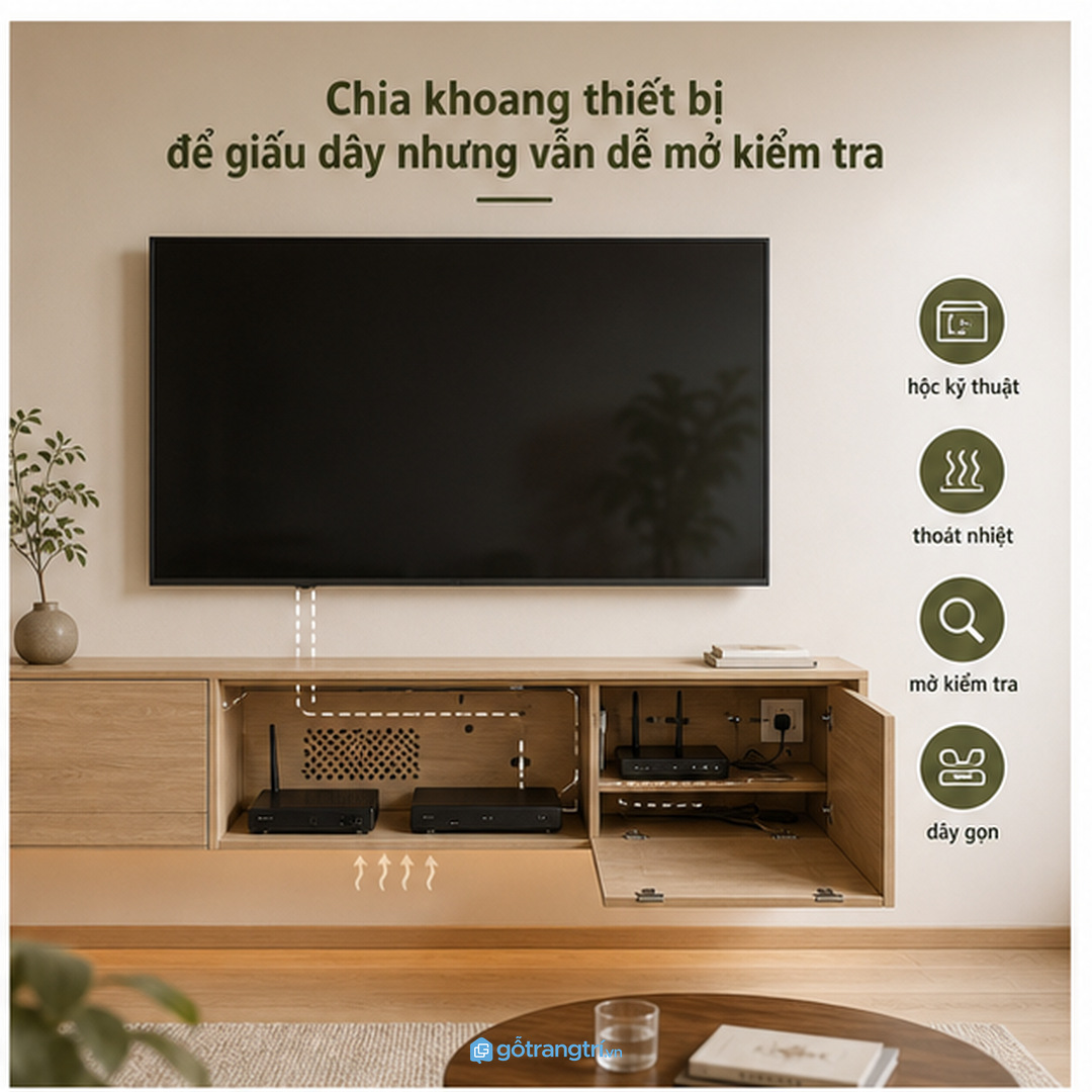Chia khoang thiết bị để giấu dây nhưng vẫn dễ mở kiểm tra
