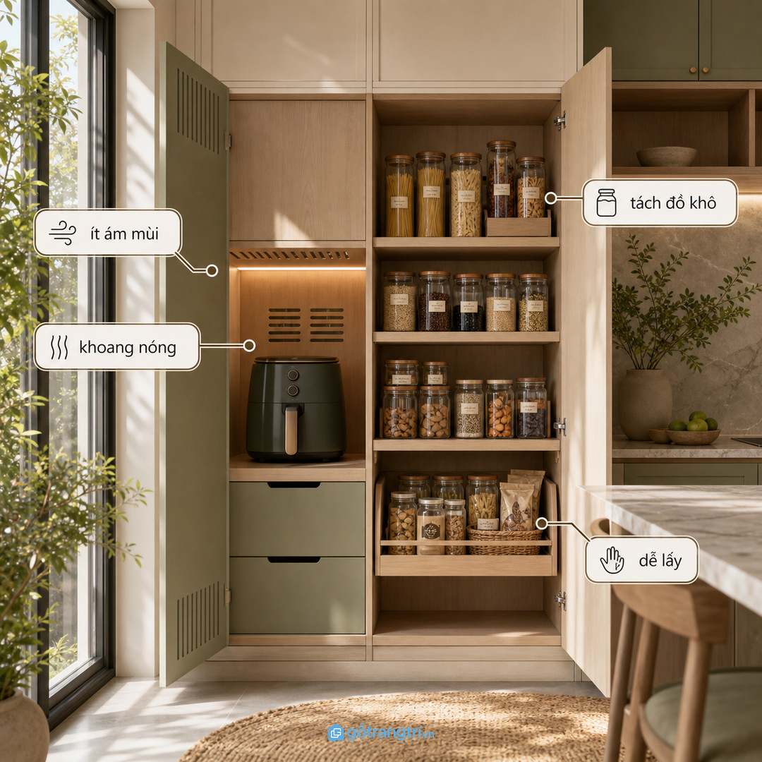 Ray kéo giúp lấy nồi chiên ra dùng và vệ sinh thuận tiện