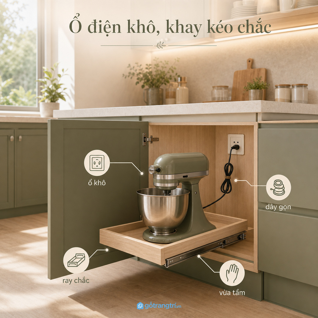 Ray kéo giúp lấy máy xay ra nhẹ hơn trong bếp nhỏ
