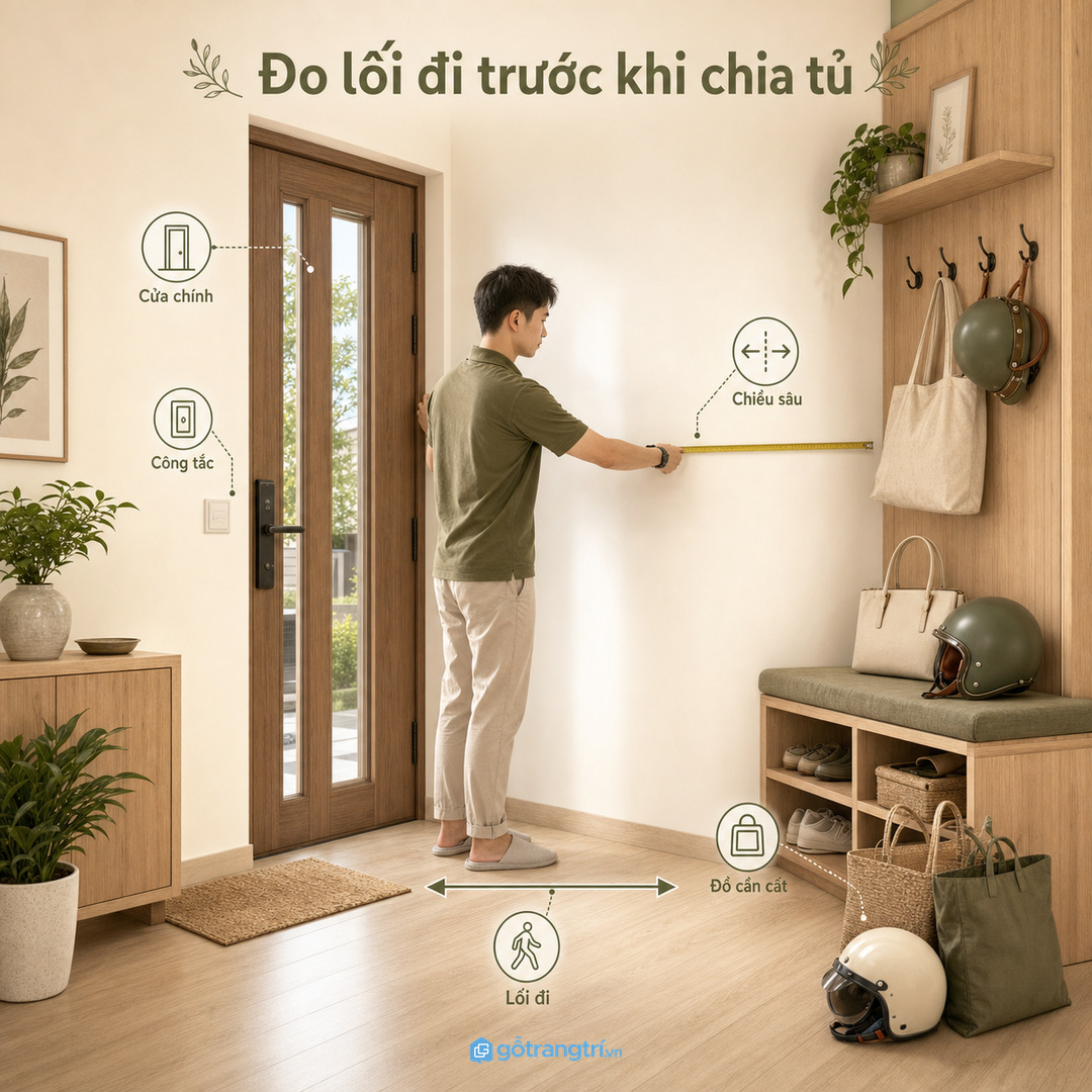 Chia khoang theo thói quen ra vào của cả gia đình