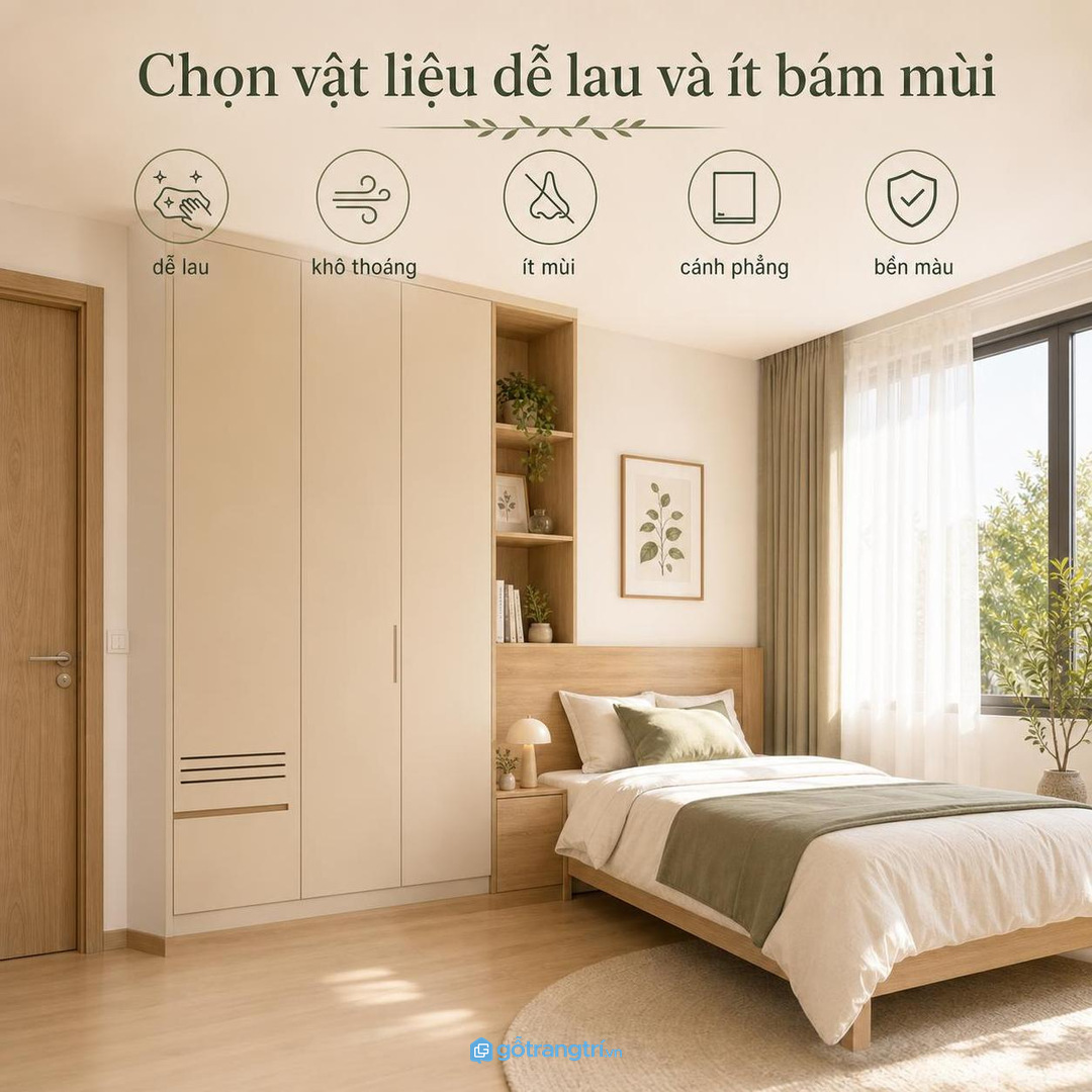 Chọn vật liệu dễ lau và ít bám mùi