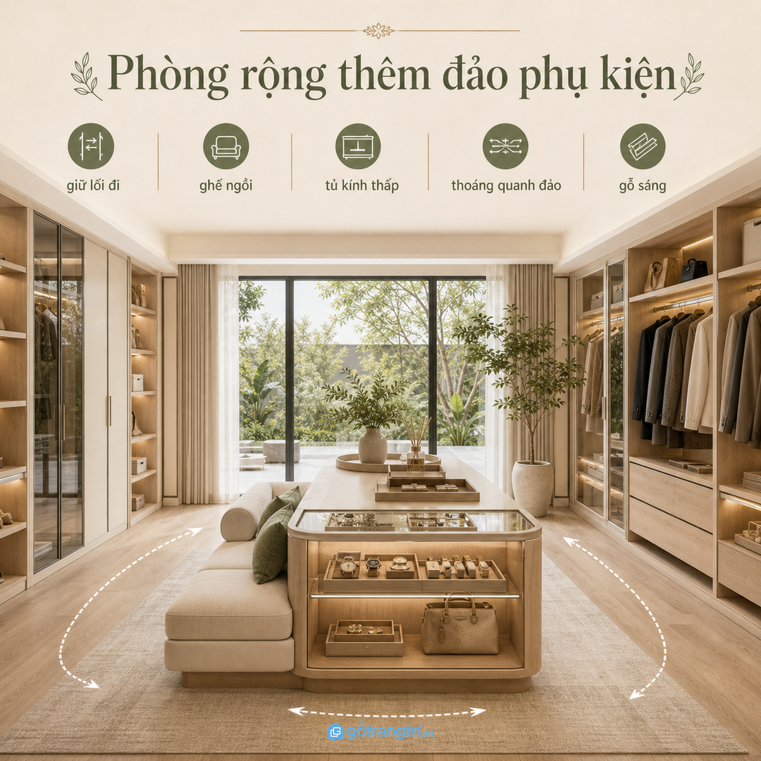 Chia ngăn theo trang sức, đồng hồ, kính, khăn và phụ kiện nhỏ