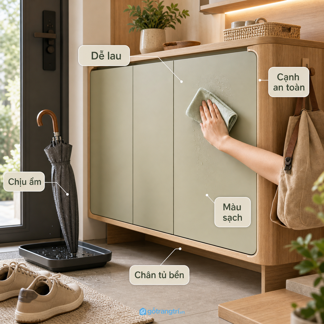 Chia tầng tủ giày theo loại giày và tần suất dùng