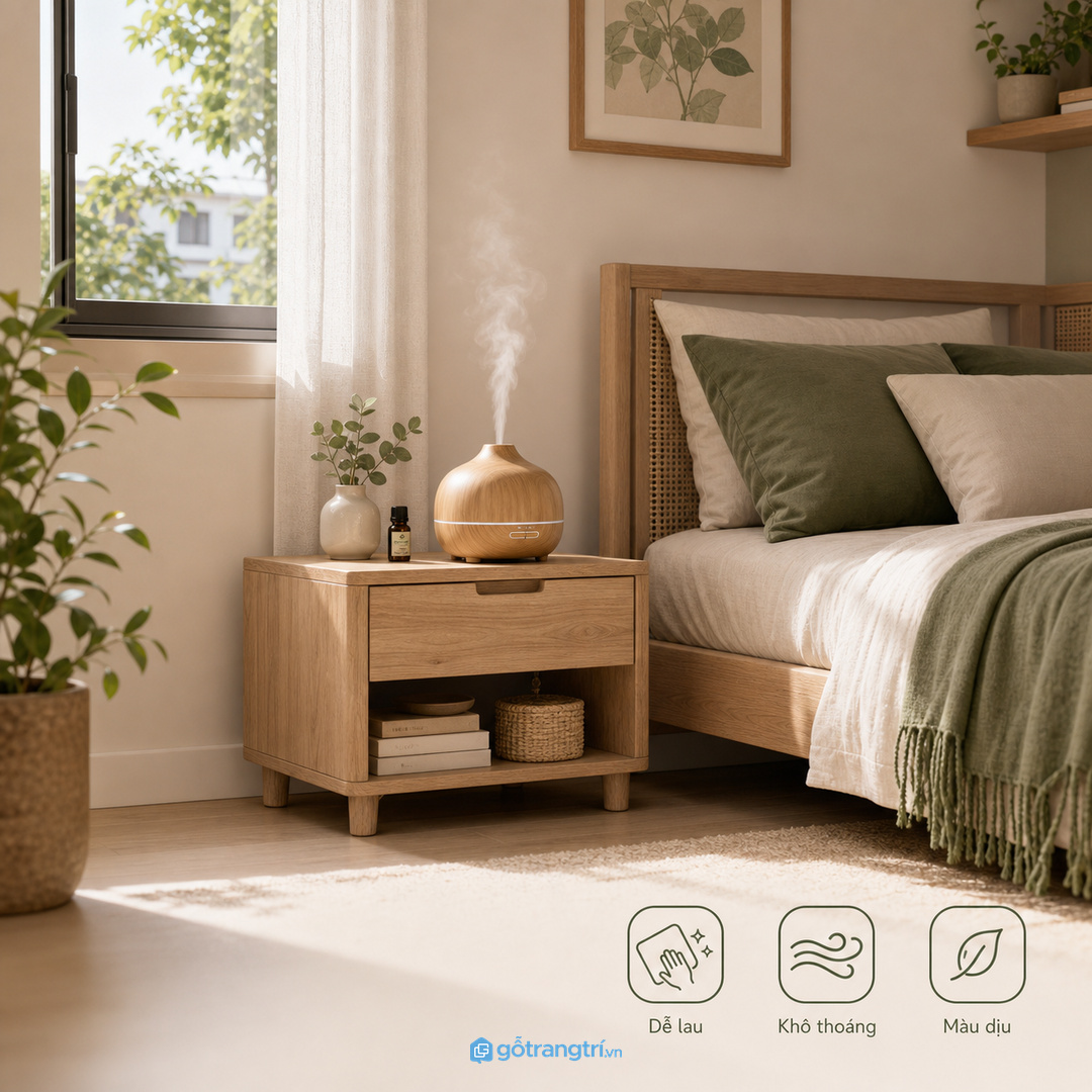 Chọn vật liệu dễ lau, chịu ẩm nhẹ và màu dịu