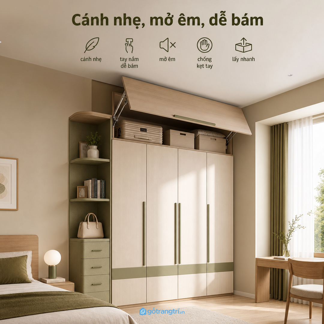 Chọn cánh nhẹ, tay nắm dễ bám và phụ kiện hỗ trợ lấy đồ cao