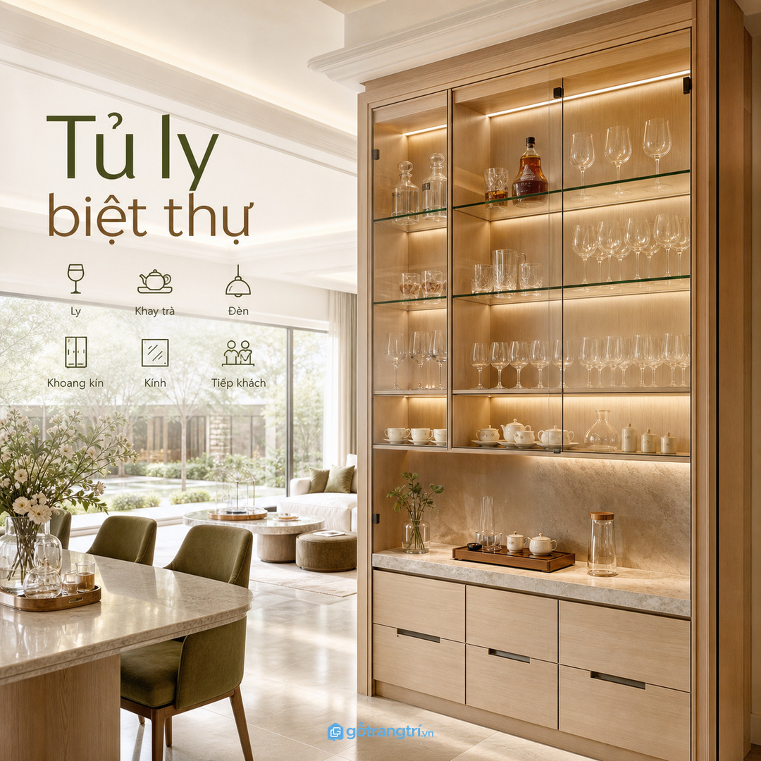 Ánh sáng nên làm nổi ly đẹp nhưng không gây chói