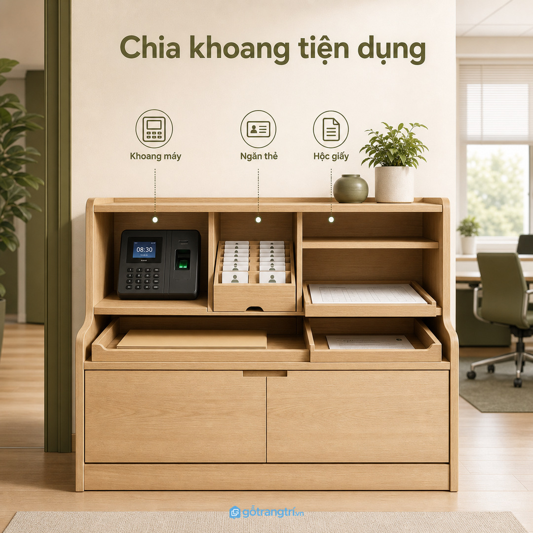 Chia khoang theo máy, thẻ, giấy tờ và đồ nhận gửi