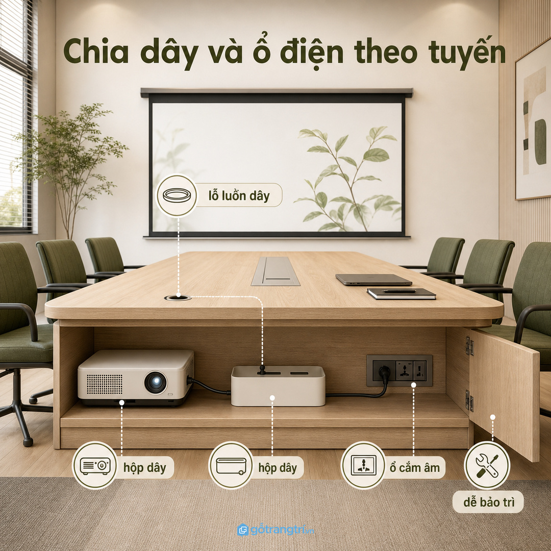 Chia dây và ổ điện theo tuyến