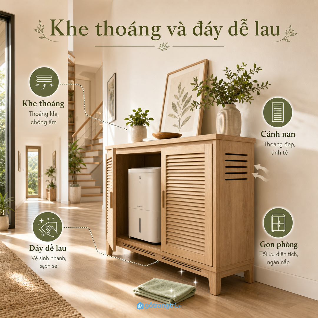 Khe thoáng, cửa nan và khoảng lùi giúp máy hút ẩm chạy ổn định hơn