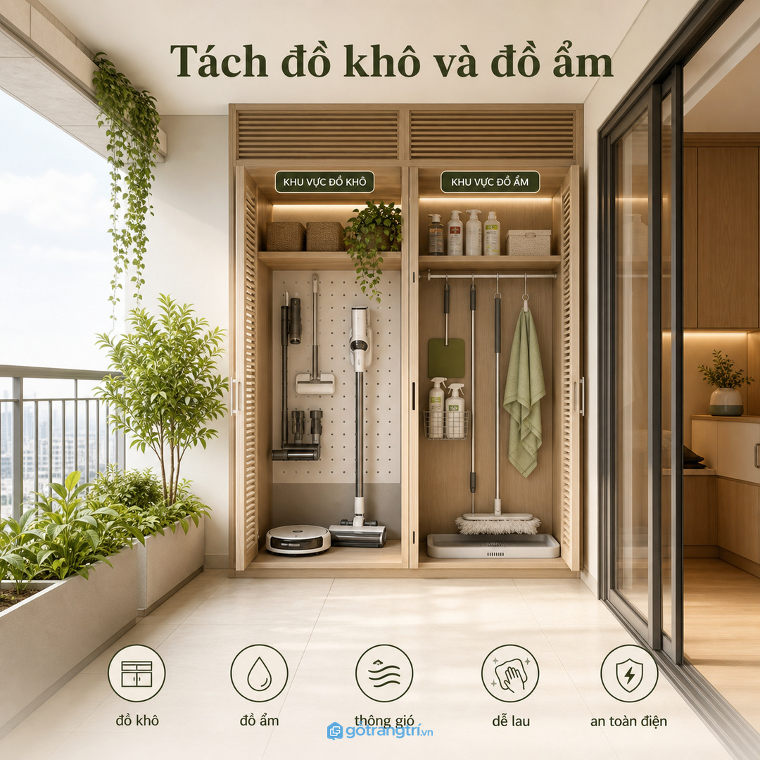 Tách đồ khô và đồ ẩm để an toàn cho thiết bị điện