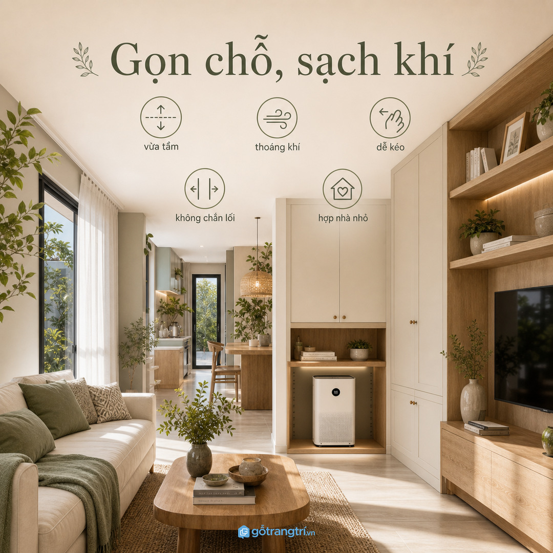 Chừa khe thoáng theo hướng hút và thổi khí của máy