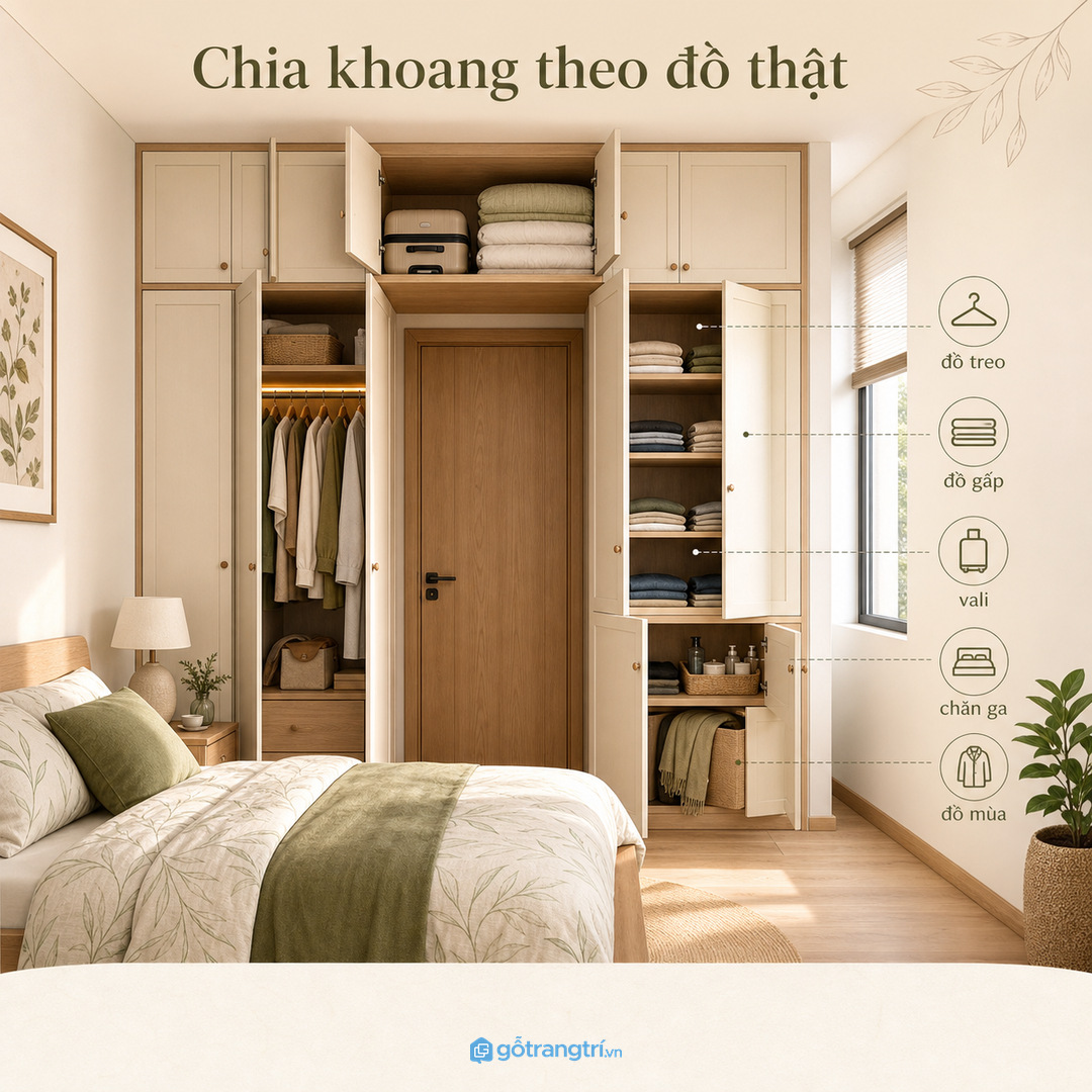 Chia khoang theo đồ treo, đồ gấp và đồ mùa