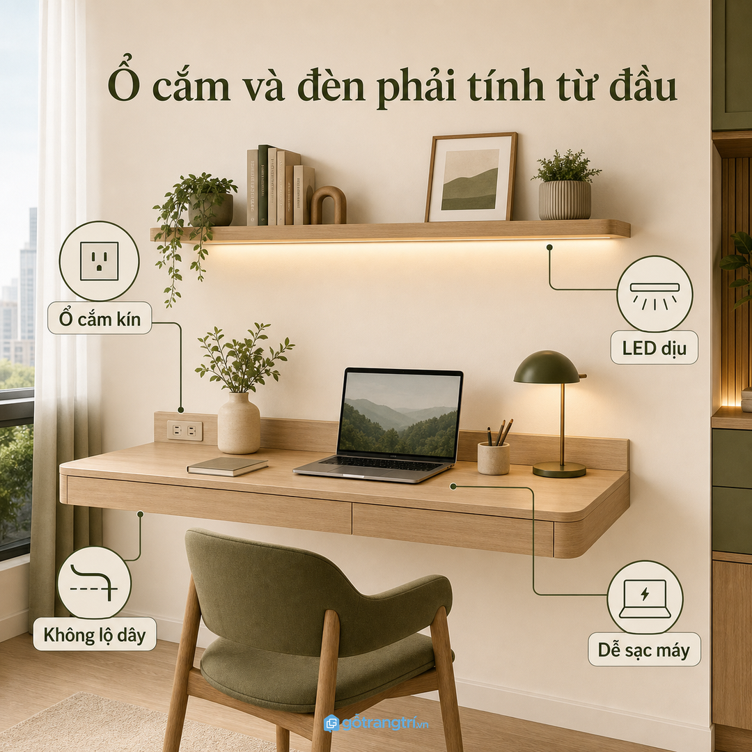 Ổ cắm và đèn phải tính từ đầu