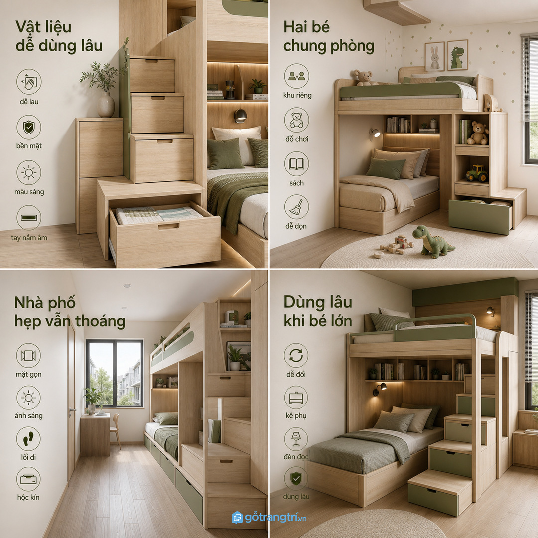 Vật liệu và hộc chứa cần theo thói quen dùng thật của gia đình