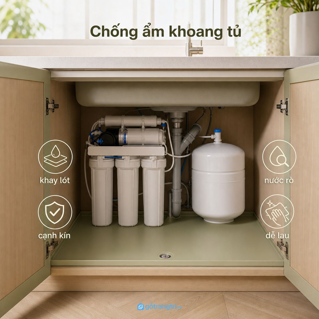 Khoang máy lọc nước cần vật liệu và chi tiết chống ẩm tốt