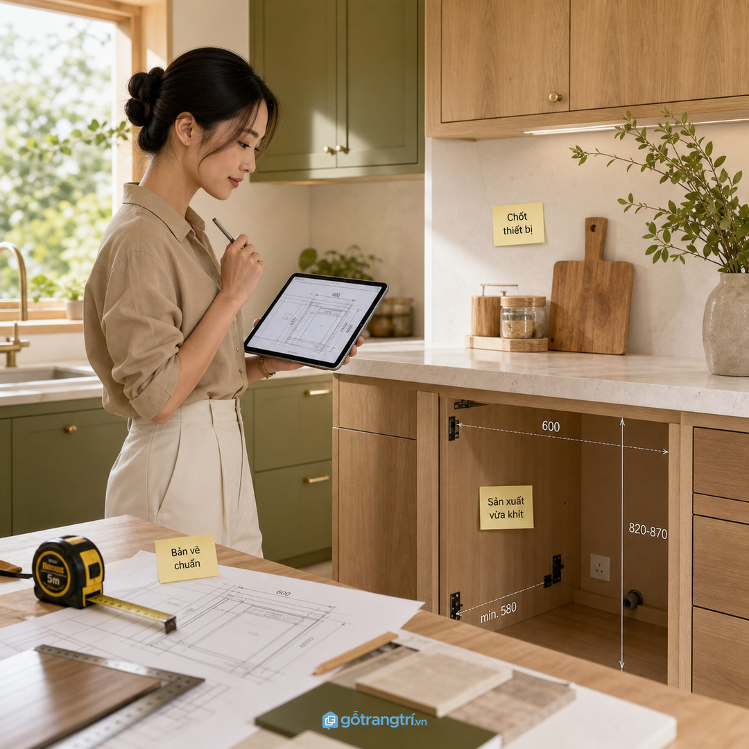 Kiểu âm tủ cần cân bằng giữa thẩm mỹ và bảo trì