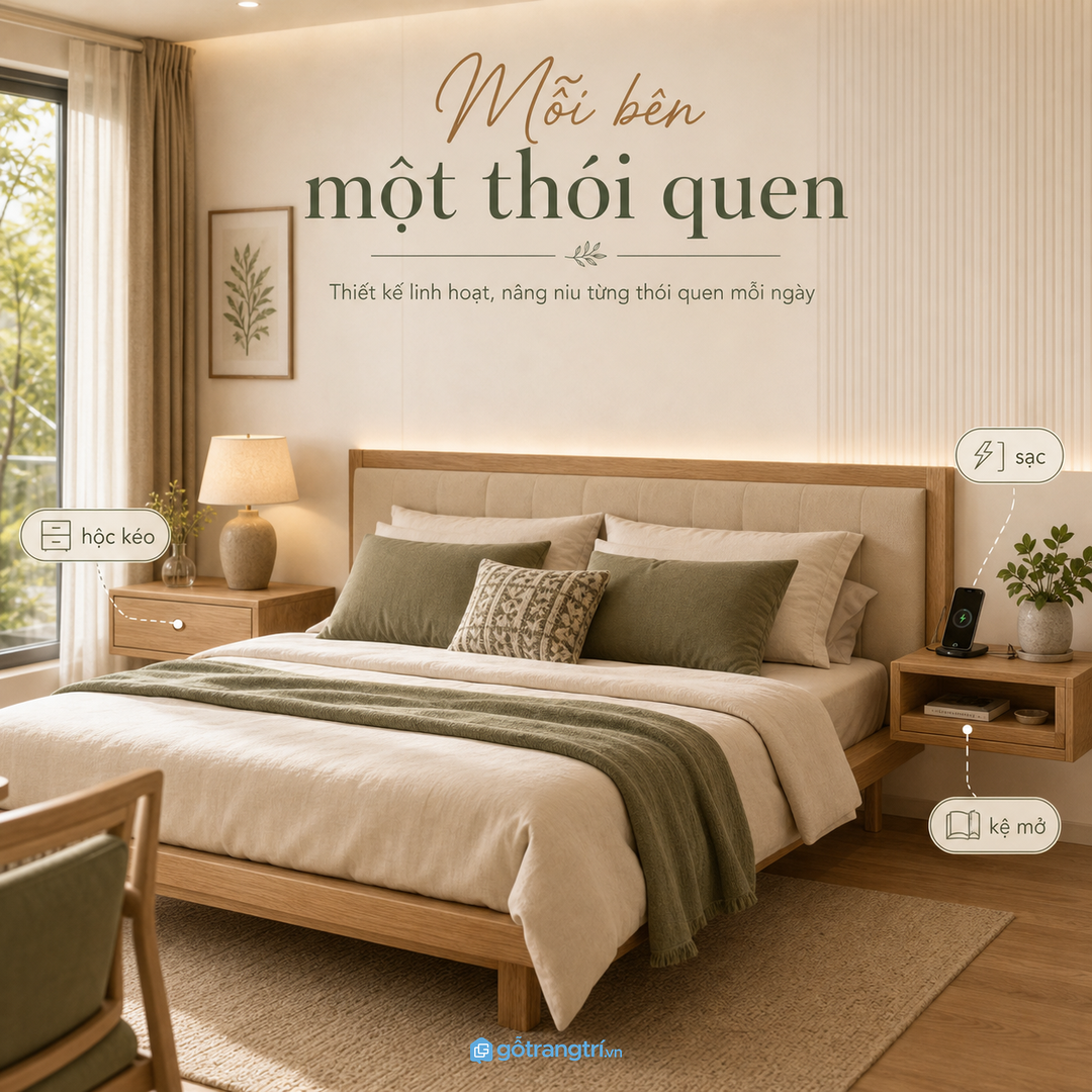 Đồng bộ màu tab với giường và tủ áo