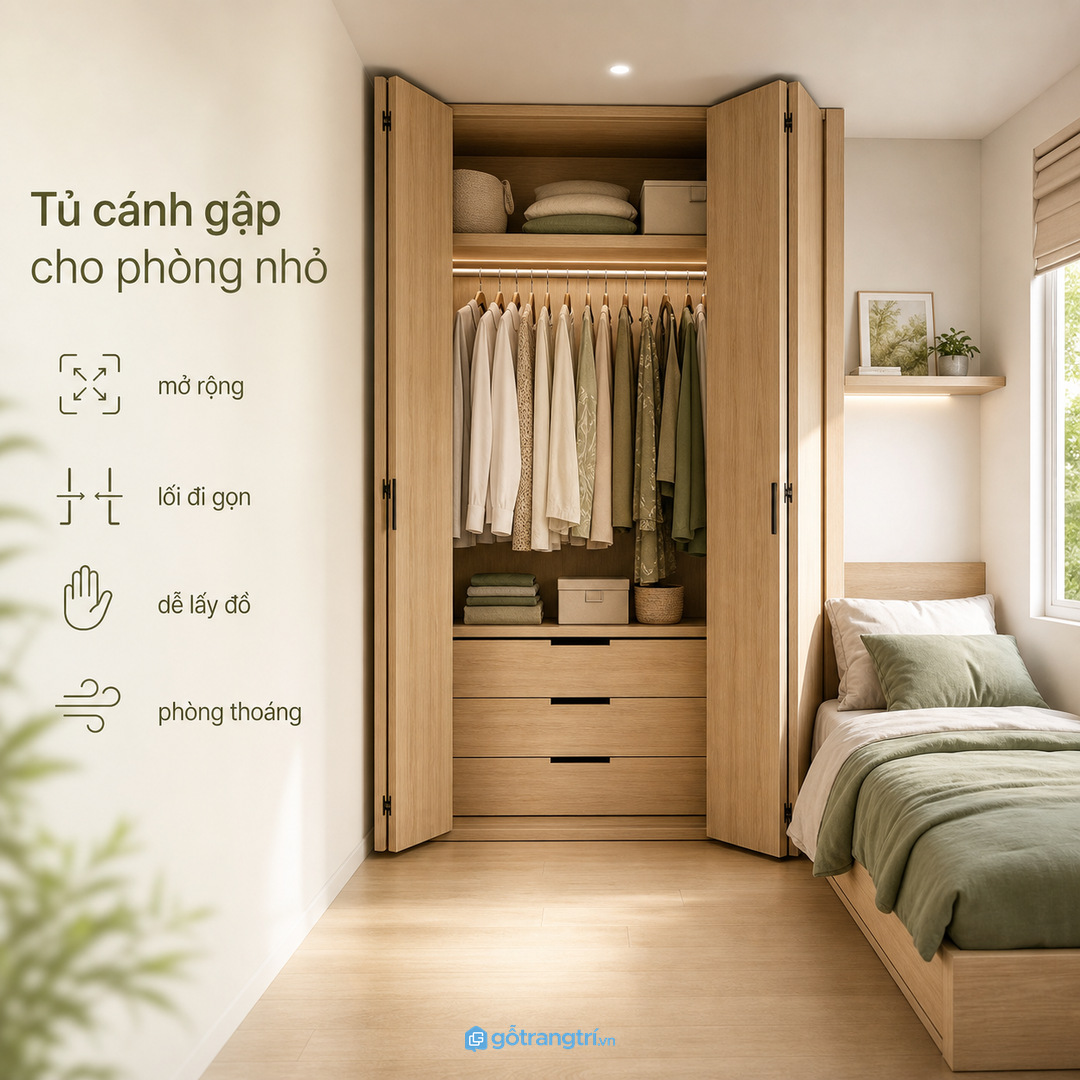 Chia khoang theo đồ treo, đồ gấp và phụ kiện nhỏ