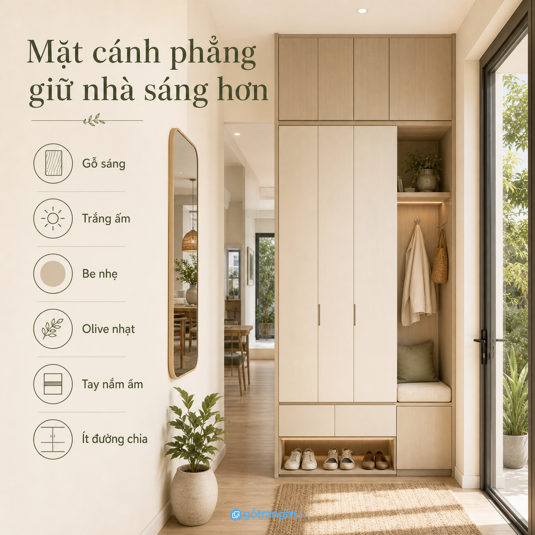 Ưu tiên mặt cánh phẳng, màu sáng và chi tiết gọn