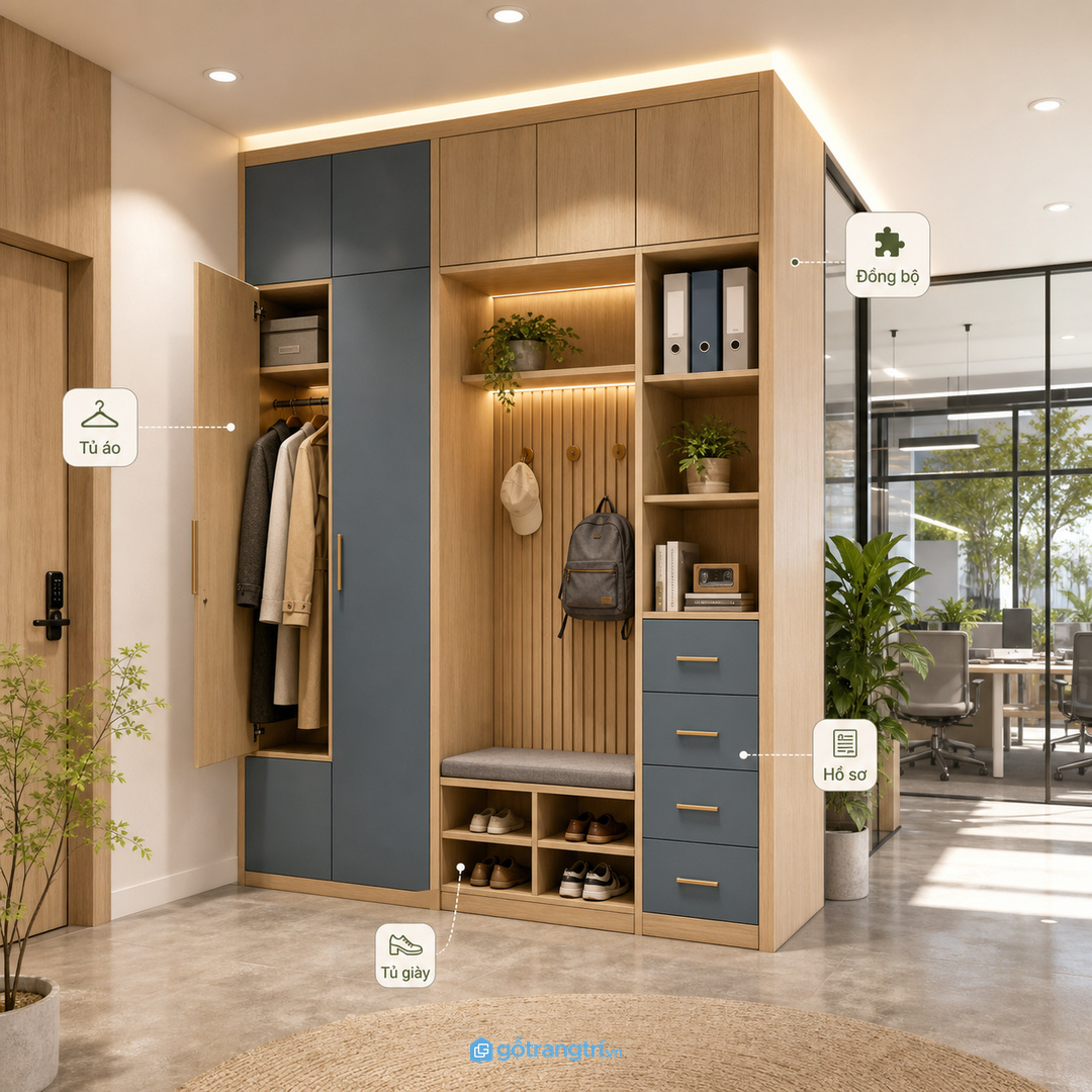 Giấu đồ cá nhân nhưng vẫn giữ khu làm việc thoáng