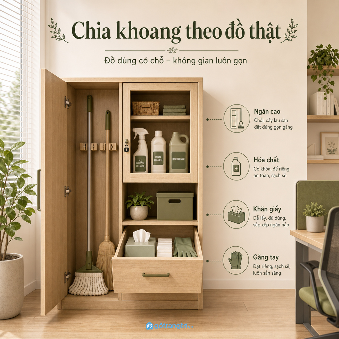Giữ đáy tủ dễ lau, thoáng nhẹ và không ám mùi ẩm