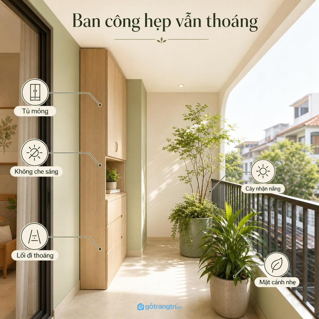 Cánh tủ nên gọn, chịu ẩm nhẹ và mở không vướng lối đi