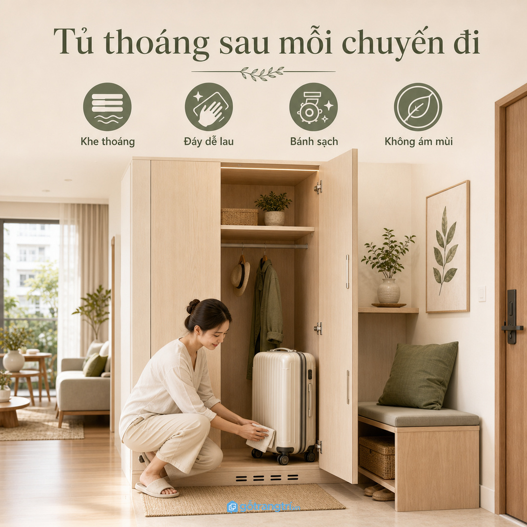 Giữ tủ thoáng, dễ lau và không ám mùi sau chuyến đi