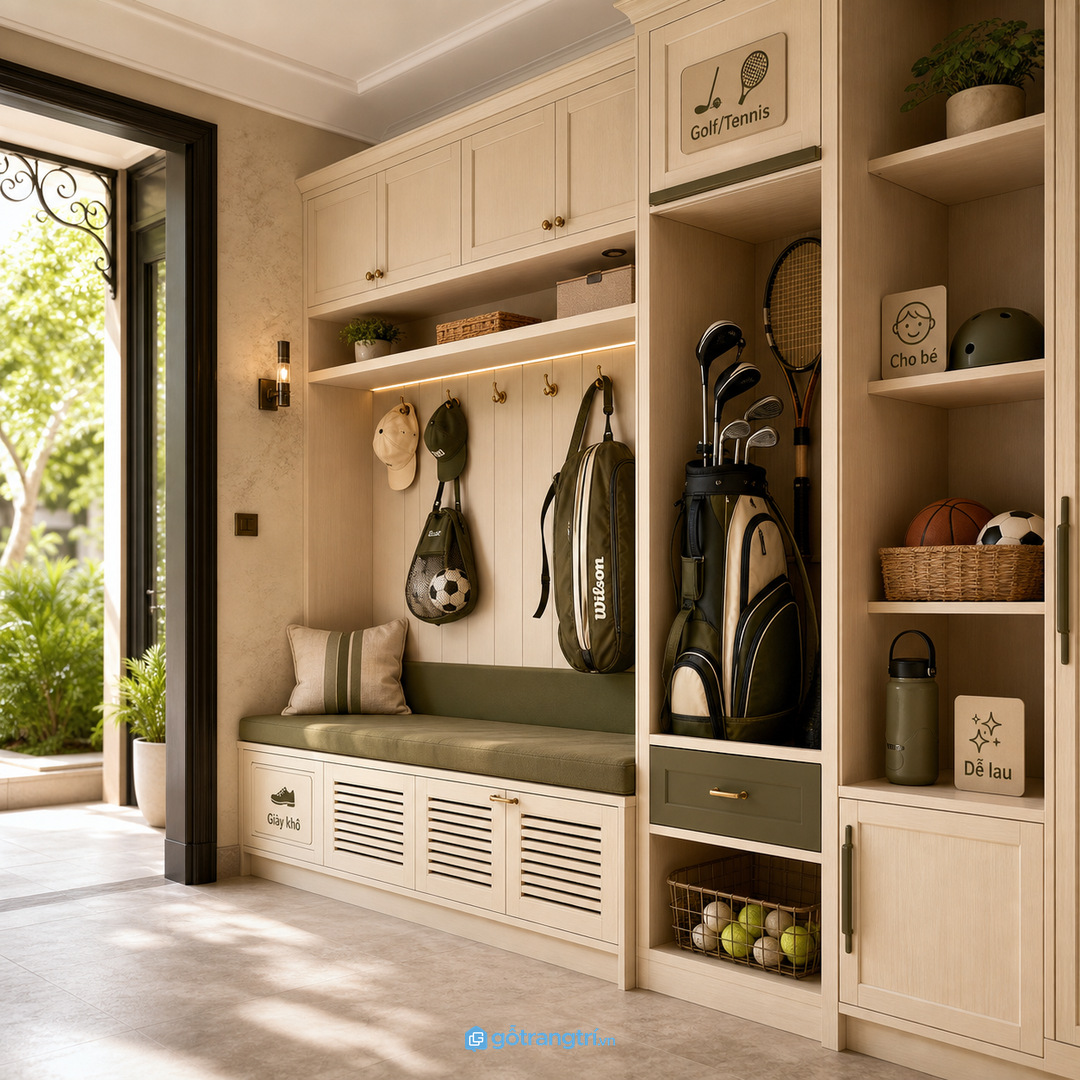 Vật liệu dễ lau và phụ kiện chắc giúp tủ đồ thể thao dùng bền hơn