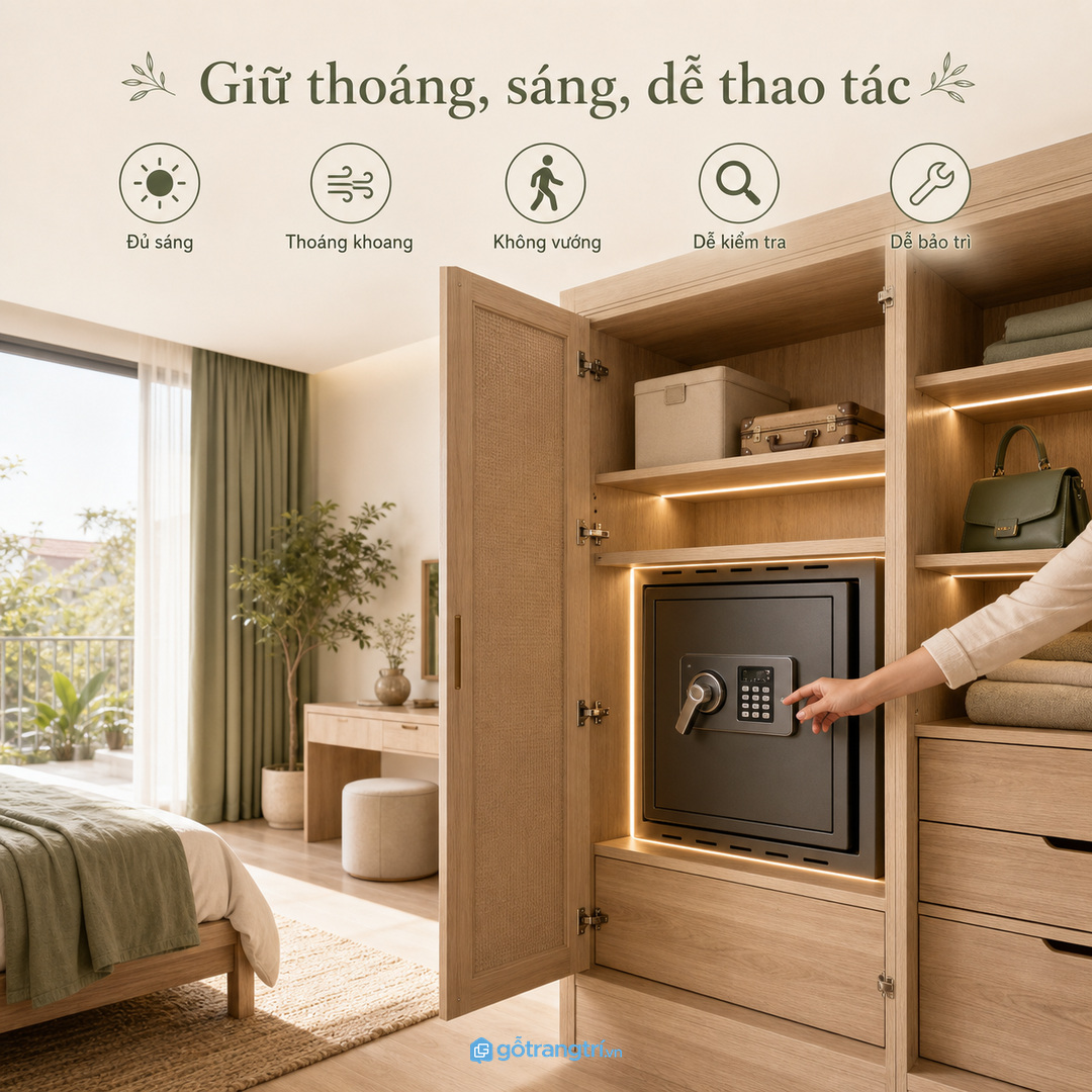 Giữ thông thoáng, ánh sáng và đường thao tác rõ ràng