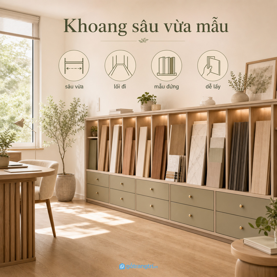 Giữ chiều sâu tủ vừa mẫu để không chiếm lối đi