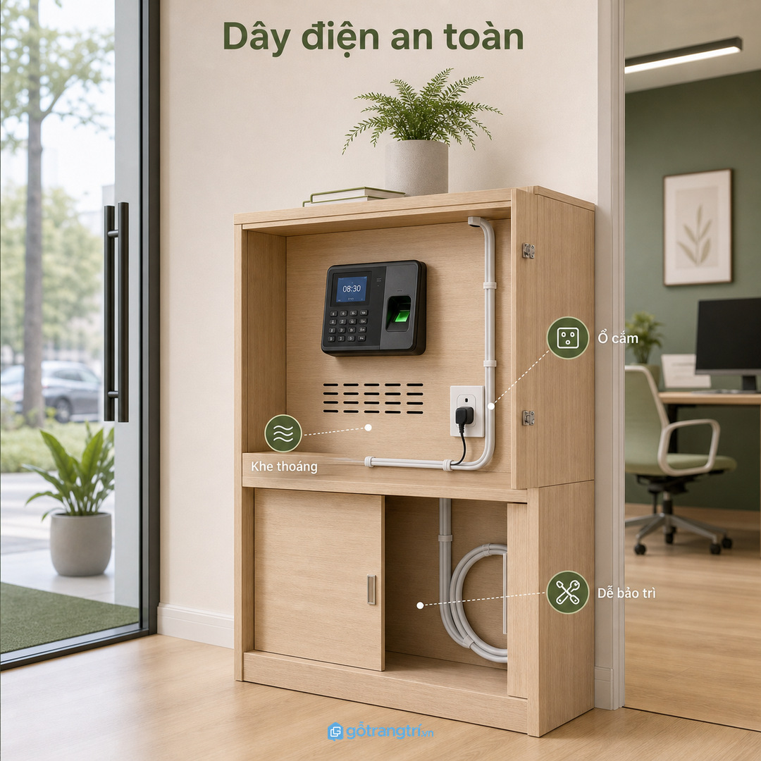 Xử lý dây điện, ổ cắm và thông gió ngay từ đầu