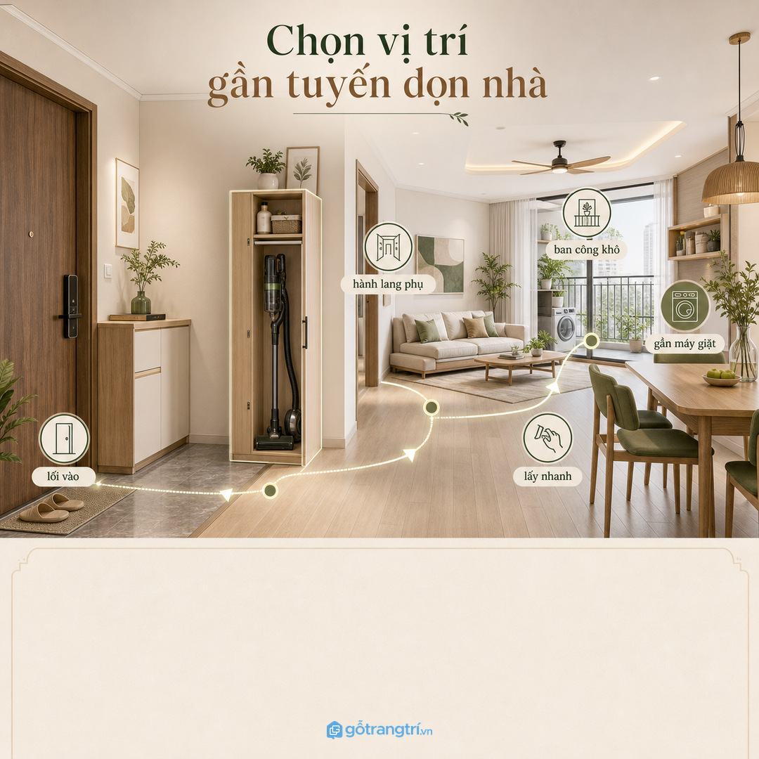 Chọn vị trí gần tuyến dọn nhà để lấy máy nhanh mỗi ngày
