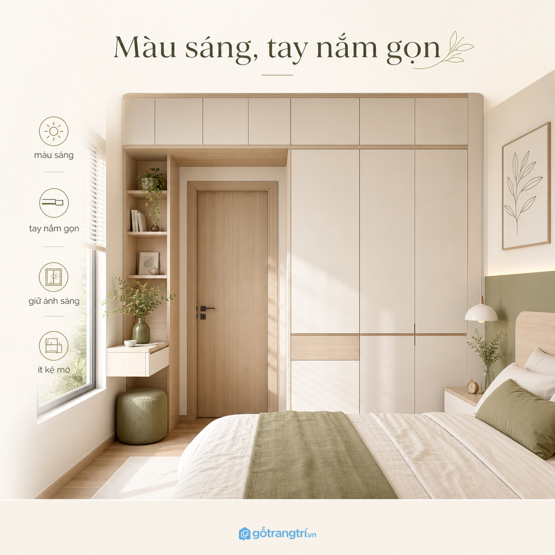 Giữ màu sáng, tay nắm gọn và ánh sáng vào phòng