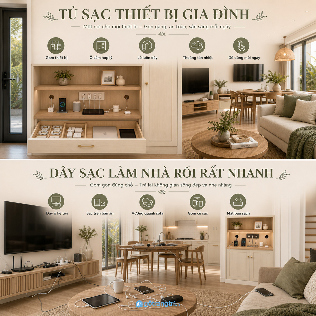 Giữ khoang sạc thoáng và dễ ngắt điện