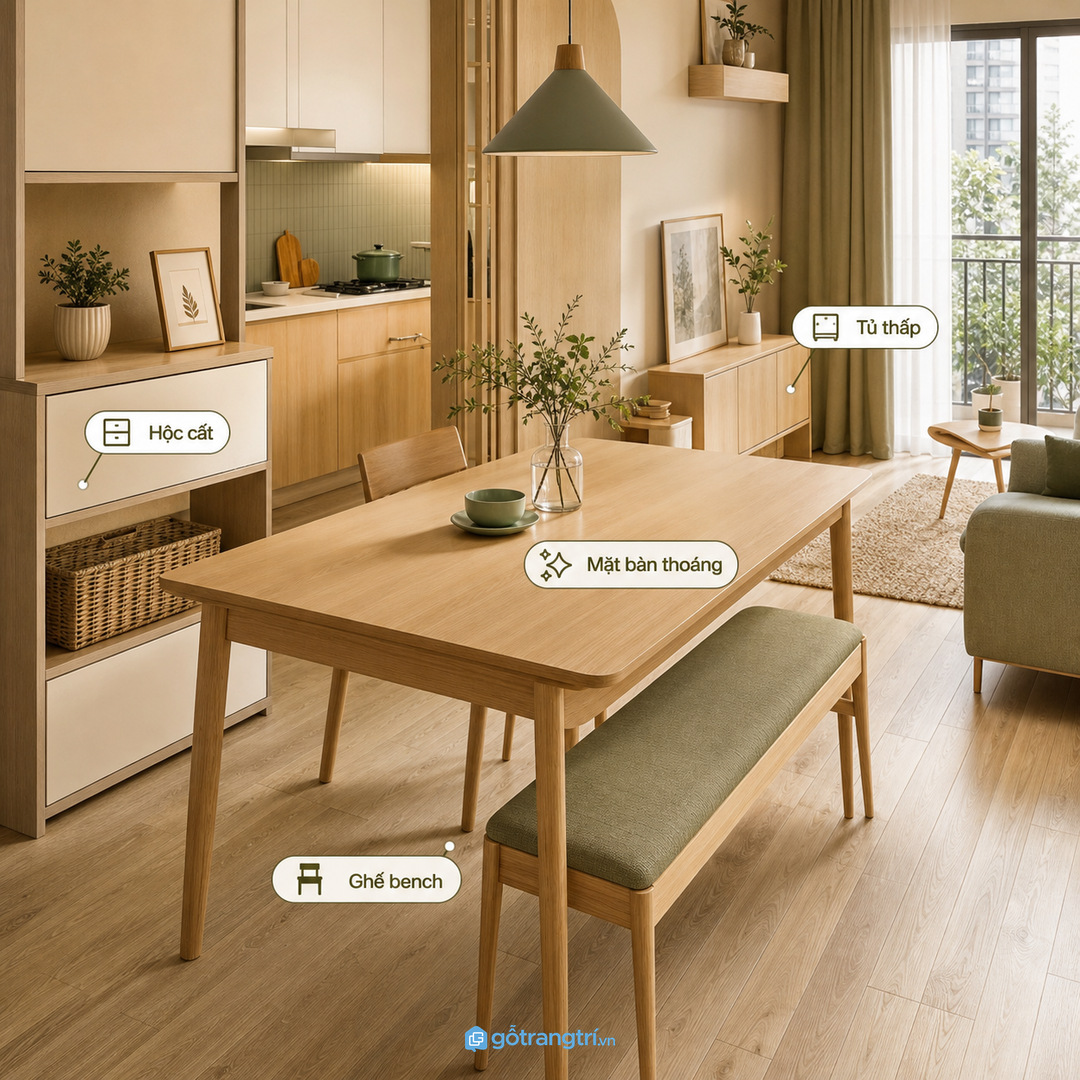 Kết hợp ghế và khoang lưu trữ để nhà gọn hơn
