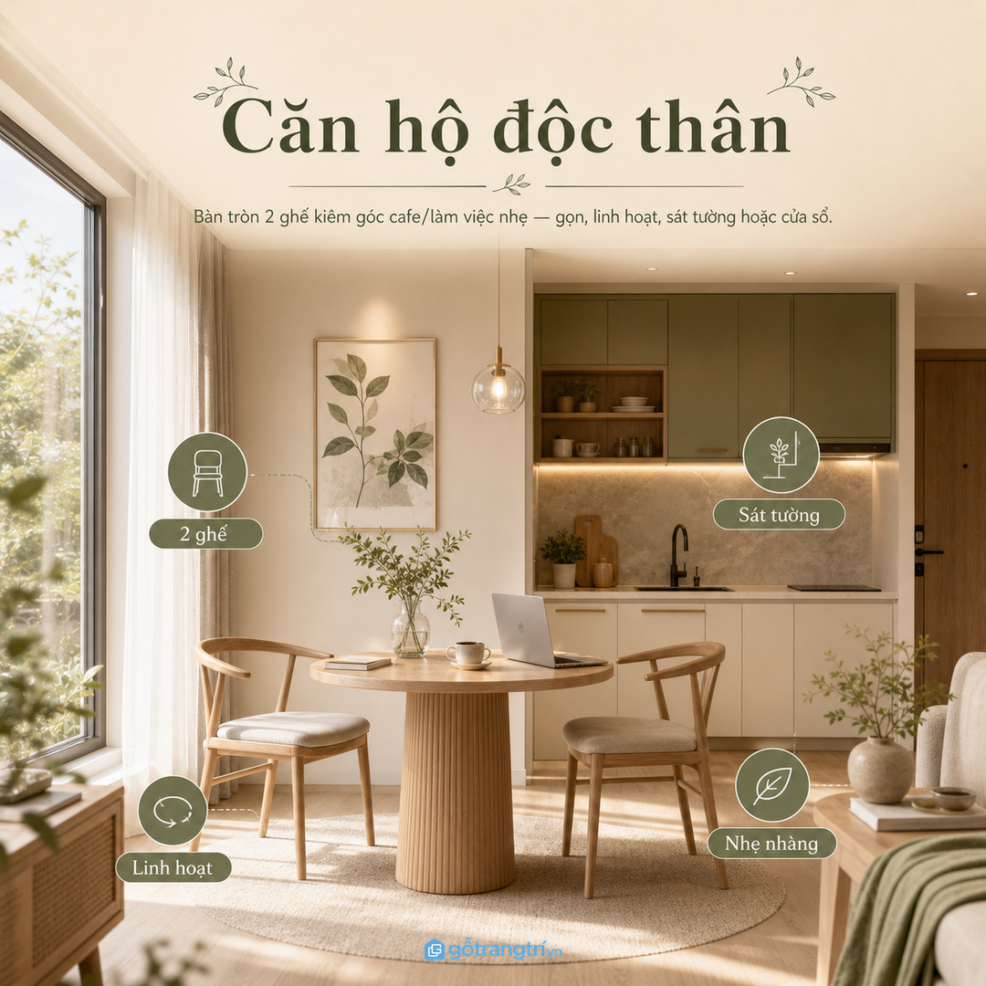 Căn hộ độc thân cần bàn nhỏ nhưng linh hoạt
