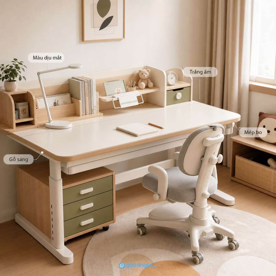 Phòng ngủ nhỏ cần bàn học cạnh cửa sổ