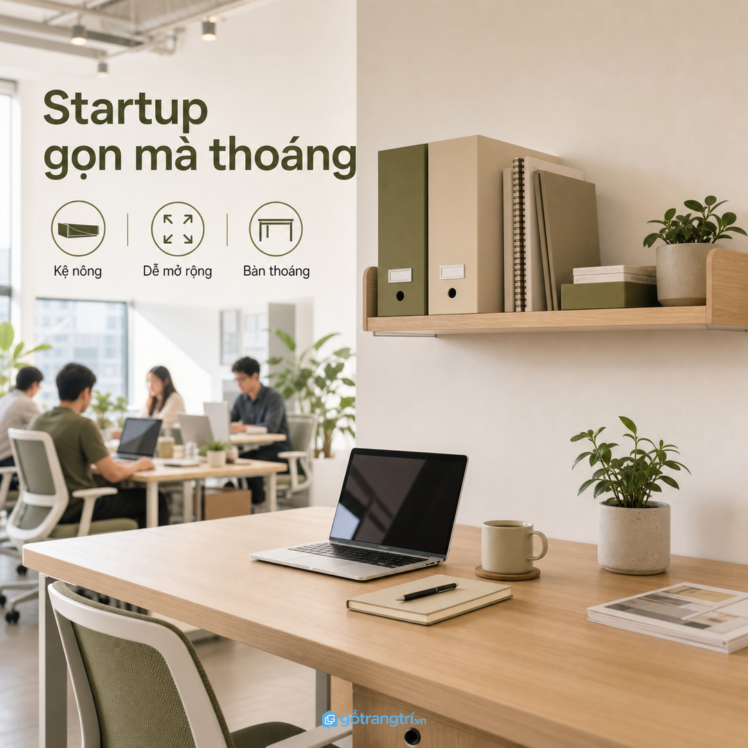 Startup nhỏ cần kệ hồ sơ gọn sát bàn làm việc