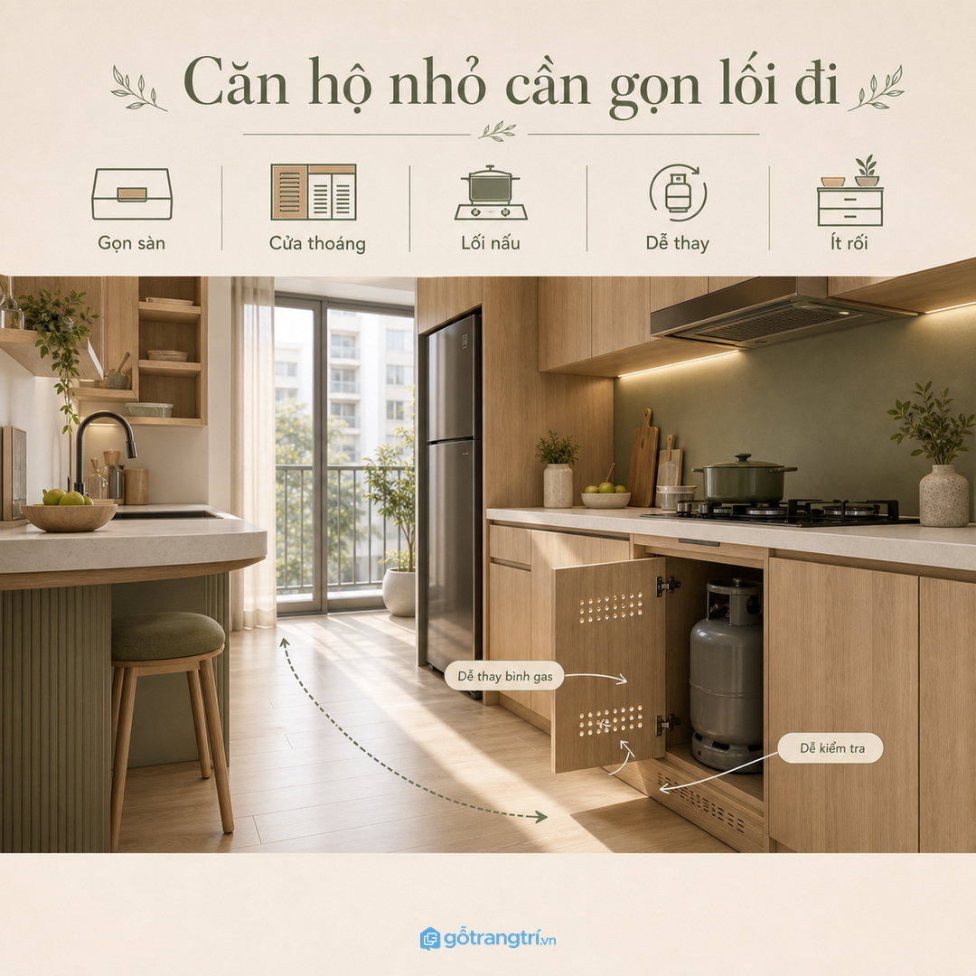 Căn hộ nhỏ cần ưu tiên gọn sàn và dễ mở cánh