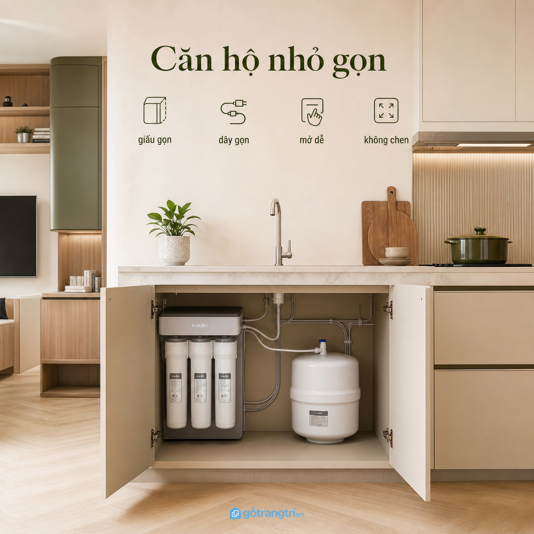 Căn hộ nhỏ cần giấu máy lọc nước nhưng vẫn dễ bảo trì