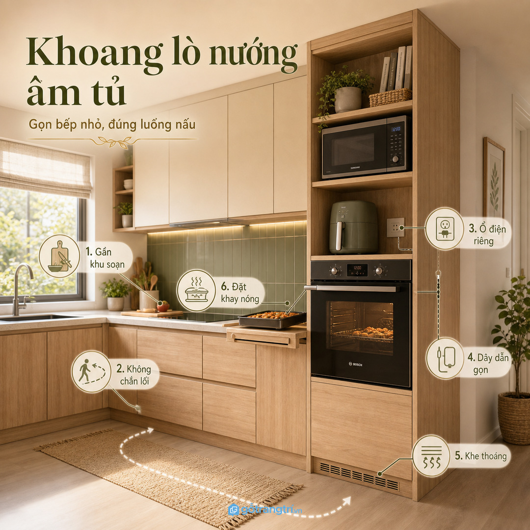 Căn hộ nhỏ nên gom thiết bị vào một mảng tủ gọn