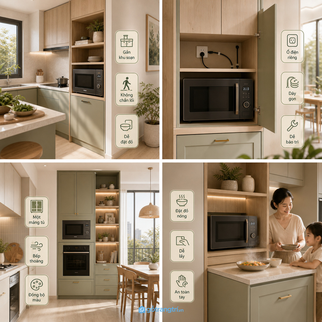 Căn hộ nhỏ nên gom thiết bị vào một mảng tủ gọn